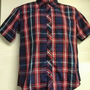 Be Top Men's Red, White & Blue Button Down Shirt